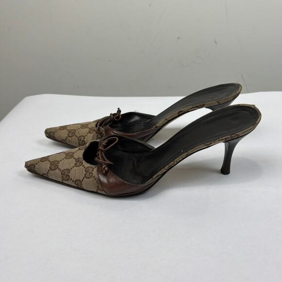 Vintage Gucci Tom Ford Monogram Cut Out Kitten Heels Mules Women's 8.5B - Picture 5 of 14